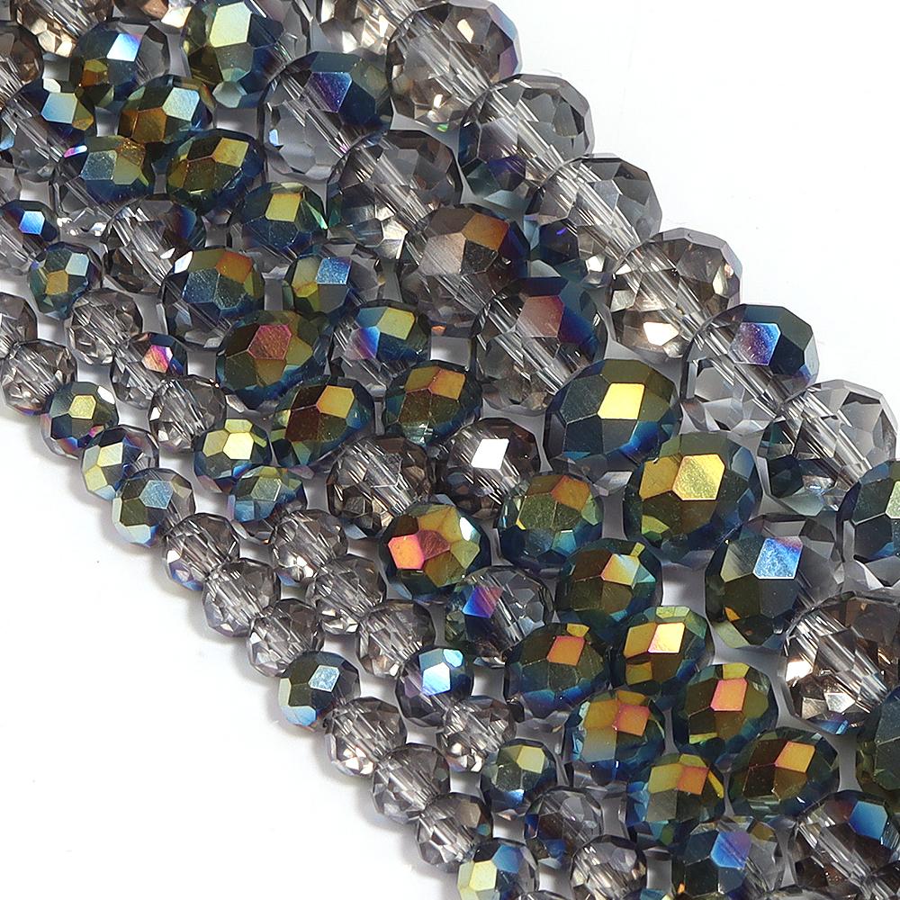 4/6/8mm Austria Rondelle Faceted Crystal Beads Blue Grey Glass Loose Beads For Jewelry Making DIY Bracelets Necklace Accessories