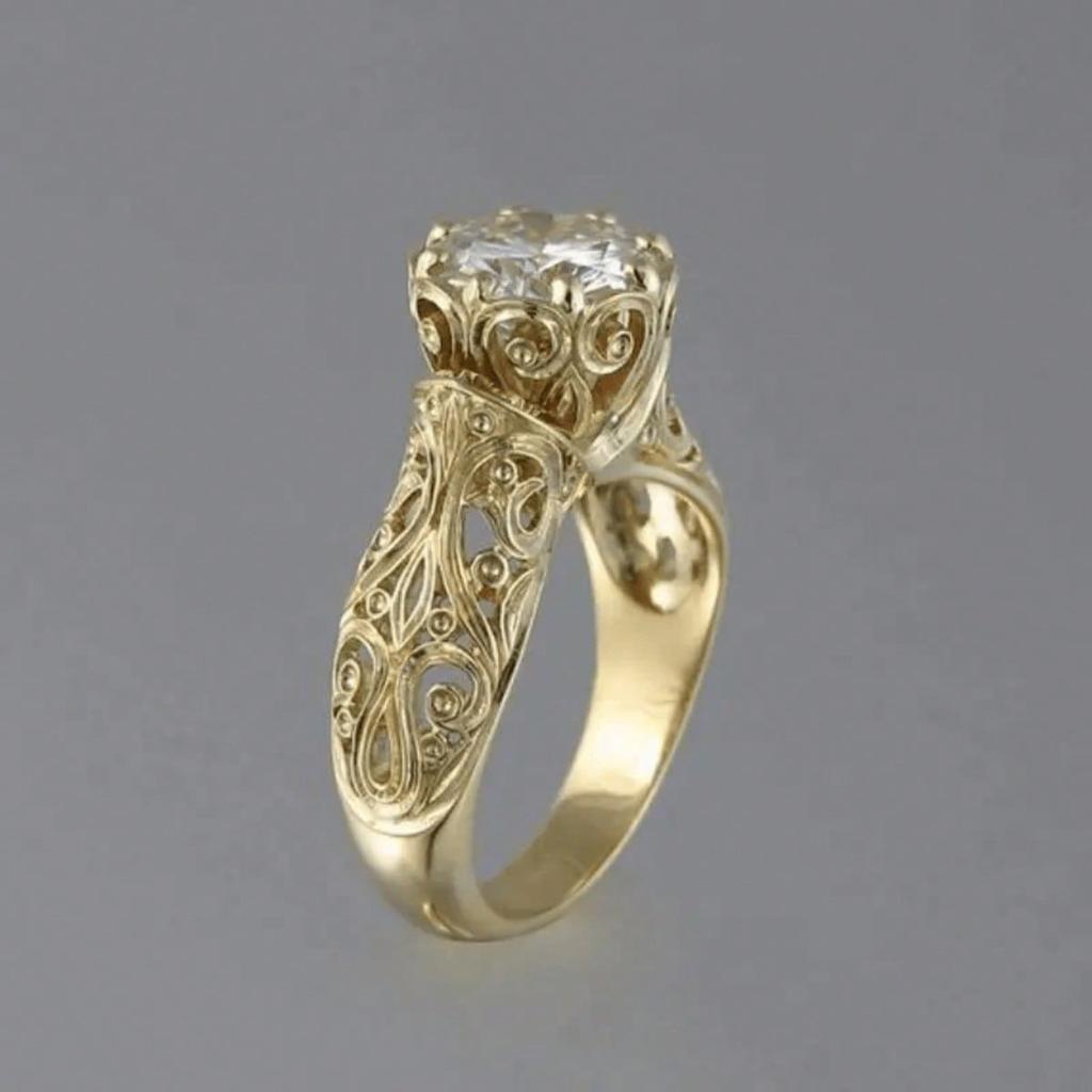 1pc Women's Retro Synthetic Zircon Ring, Exquisite Floral Design Ring, Suitable for Wearing, Holiday Gift Giving