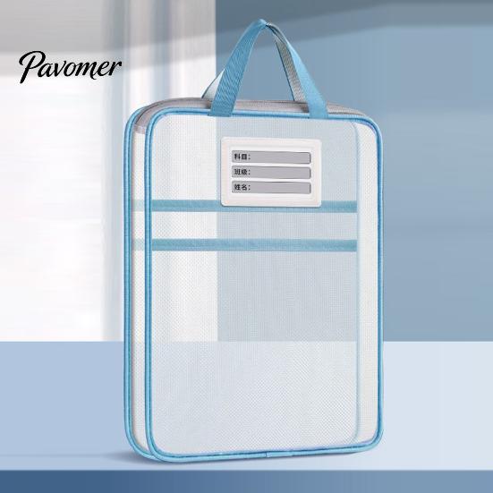 Multi-purpose Storage Kits Transparent Nylon Document Bag, Portable Lightweight Mesh File Organizer with Zipper Pouches And Strap, Large Capacity