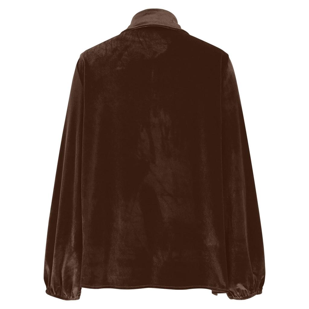 Women's Casual Loose V-neck Velvet Shirt