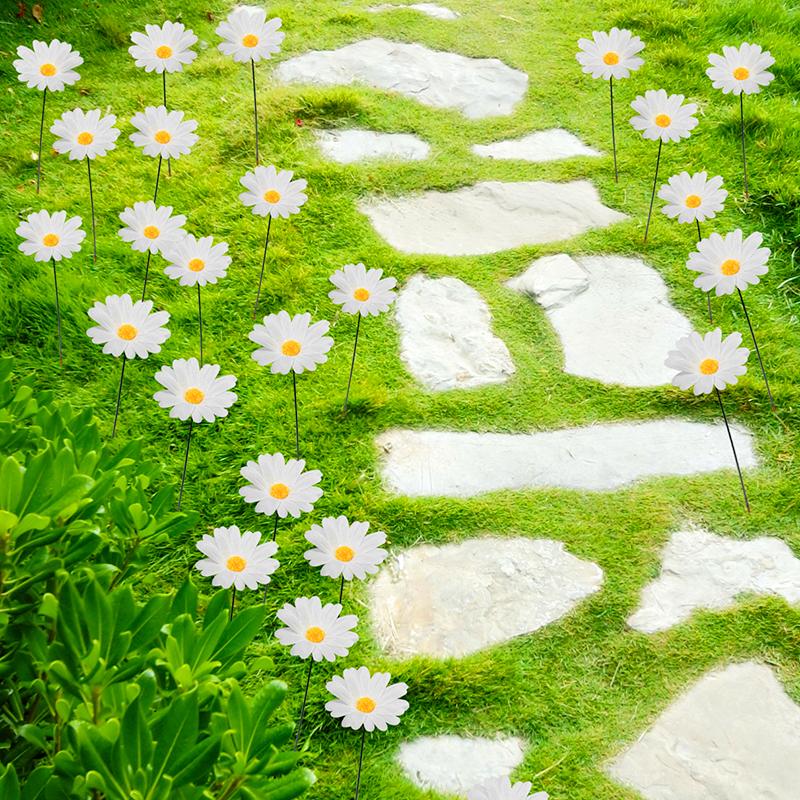 1Set Artificial Flower Micro Landscape Potted Plant Decoration Lawn Decoration Cloth Outdoor Landscape Daisy Card Insertion