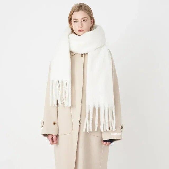 Femei șal groase împachetări eșarfă iarnă modă caldă eșarfe pashmina de culoare uni ciucuri lungi stole hijab Bufanda Mujer