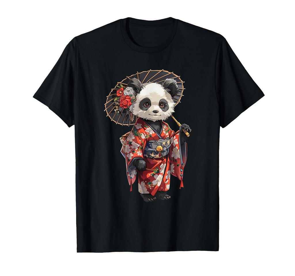 Panda Japanese Geisha Umbrella Panda Bear Japanese - T-Shirt
