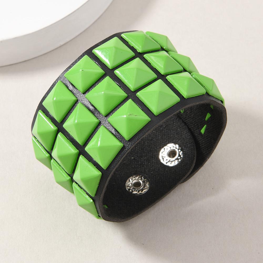 Punk Hip-Hop Rhinestone Bracelet Retro Western Wasteland Hottie Leather Snap Bracelet for Women Jewelry HUANZHI New
