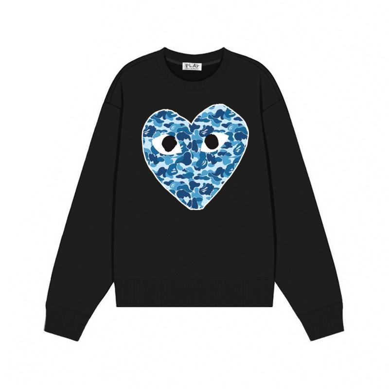 Relaxed Fit Cotton Sweatshirt With Heart Print Long Sleeve Crew Neck Fleece Lined Unisex Winter Casual Top