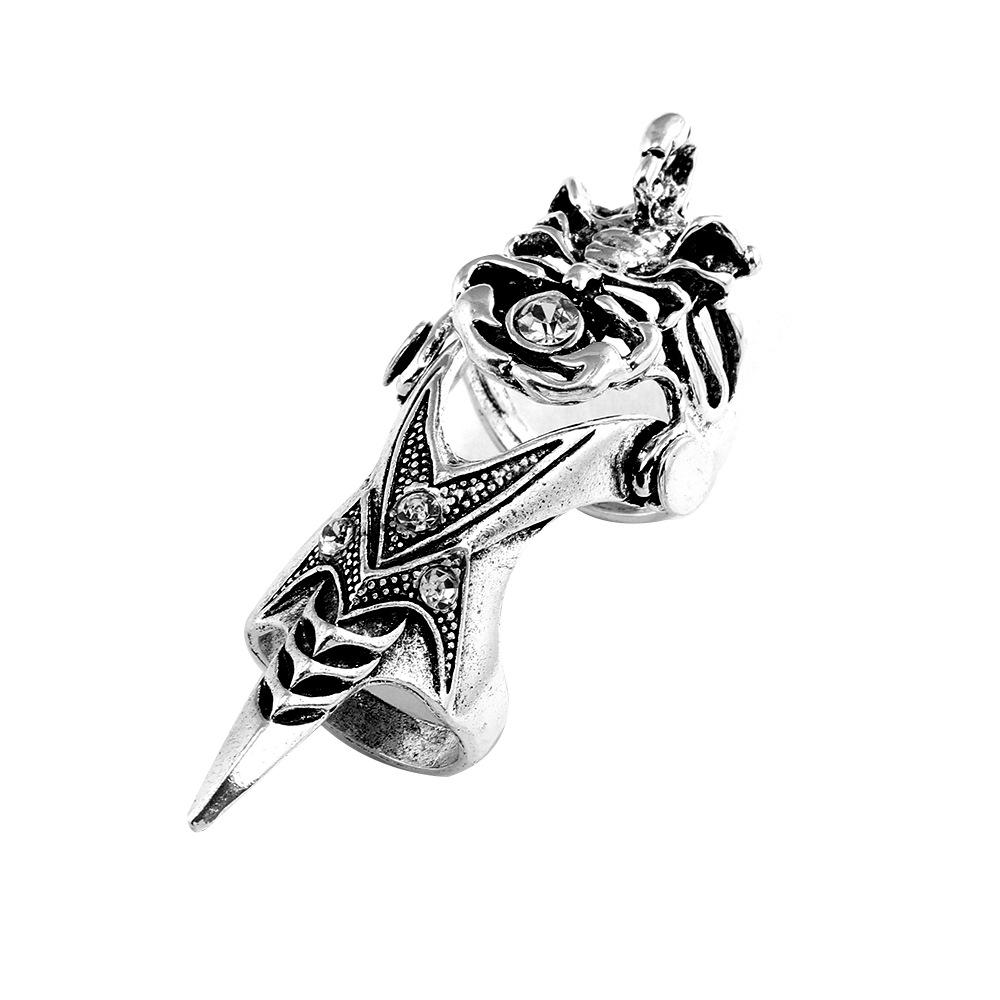 Alloy Retro Punk Style Long Ring Personalized Rock Skull Dragon Joint Ring