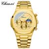 2025 Luxury Watch Men Business Fashion Waterproof Stainless Steel Chronograph Moon Phase Quartz Wristwatch Male Clock