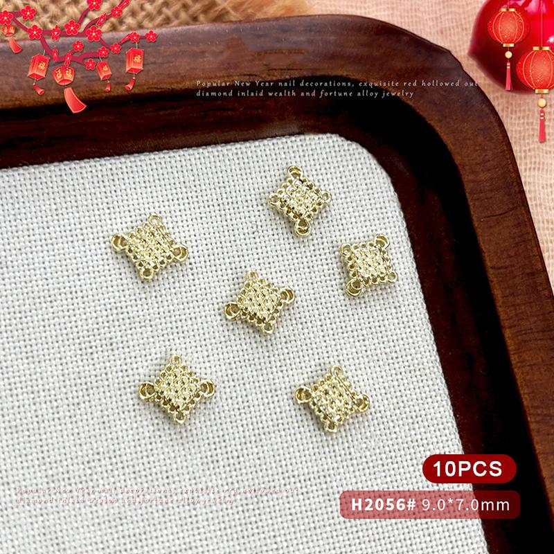 

2026 Новый год Удача Сплав Маникюр Украшения / Счастливая Сумка Китайский Узел Золотая Рыбка Слиток Монета Декор для Ногтей Diy Год Лошади H2056