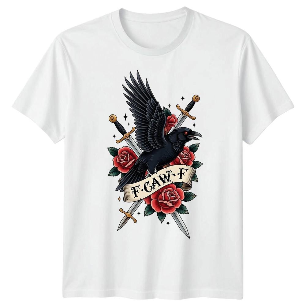 

F-CAW-F Смешная футболка с мемом про ворону, саркастическая, готическая, на Хэллоуин, для взрослых #22 M