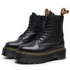 Litchi pattern thick bottom hole locomotive boots, side zipper British women's short boots, muffin bottom