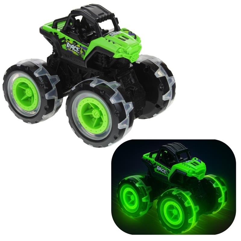 Monster Truck Samochód Terenowy Jeep Auto Off Road Dźwięk Światło Zielony