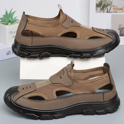 Beach Shoes Men's 2025 Summer Breathable Sandals Mesh Hollow Hole Shoes Outdoor Casual Men's Shoes Wading Shoes