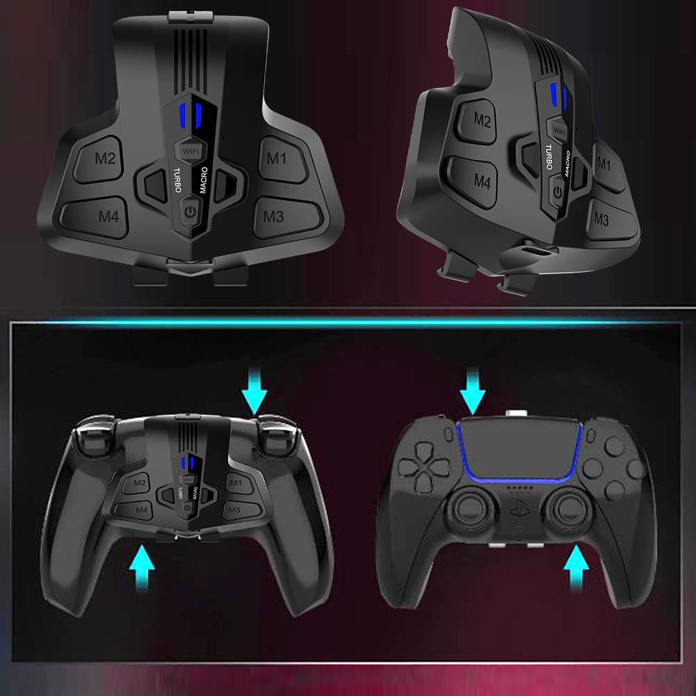 Backplate Programable Remap Kit for PS5 DualSense Gamepad PC Back Buttons with Turbos Macro Function RGB Back Paddles Attachment