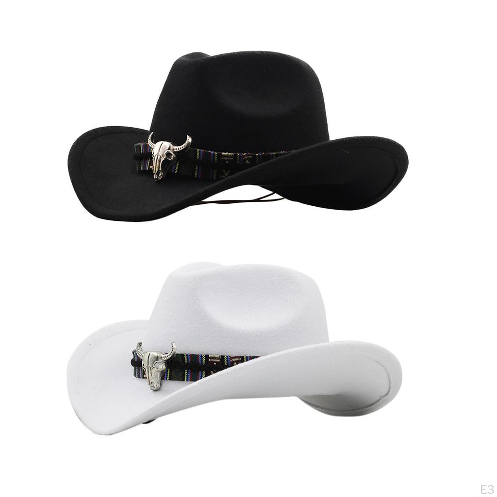 Western Cowboy Hat, Size Fits Most Fancy Dress Props up Cowgirl Wide Brim for Party Women Role