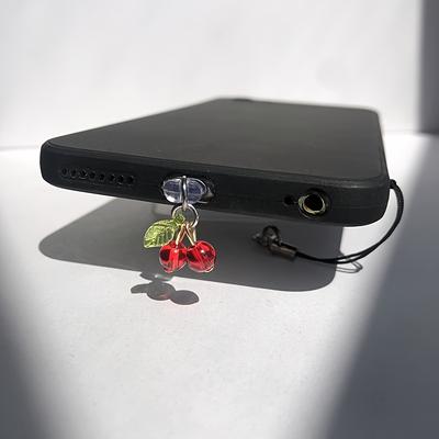 1Pc Cute Red Cherry Phone Dust Plug - Decoration for IPhone/Type-C Charging Port