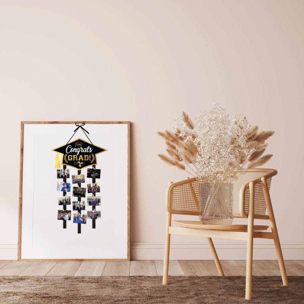 12 Clip Graduation Season Photo Frame Creativity Wall Mounted Photo Collage Frame  Student Supplies