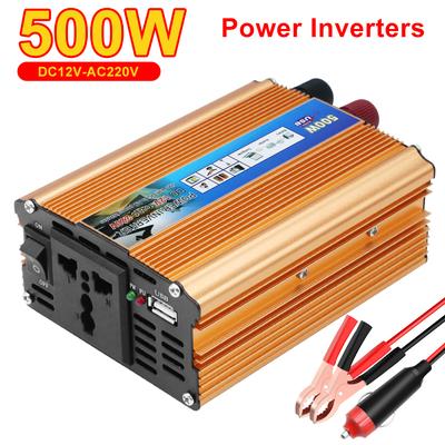 Convertidor de Batería CC 12V a CA 220V Fuente de Alimentación Automática Inversor Accesorios para Automóviles Inversor de Corriente para Coche Transformador de Voltaje 500W Multifuncional