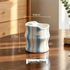 Ceramic Hand-Painted Striped Coffee Mug with Straw