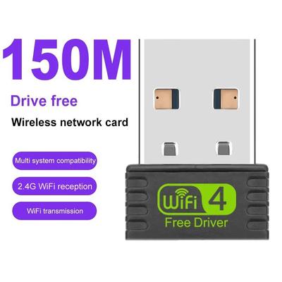 2.4GHz Mini USB WiFi Adapter 150Mbps 802.11N Wireless Network Card Wi Fi Ethernet Receiver Built-In Antenna USB Wi-Fi Dongle Adaptador for PC Laptop