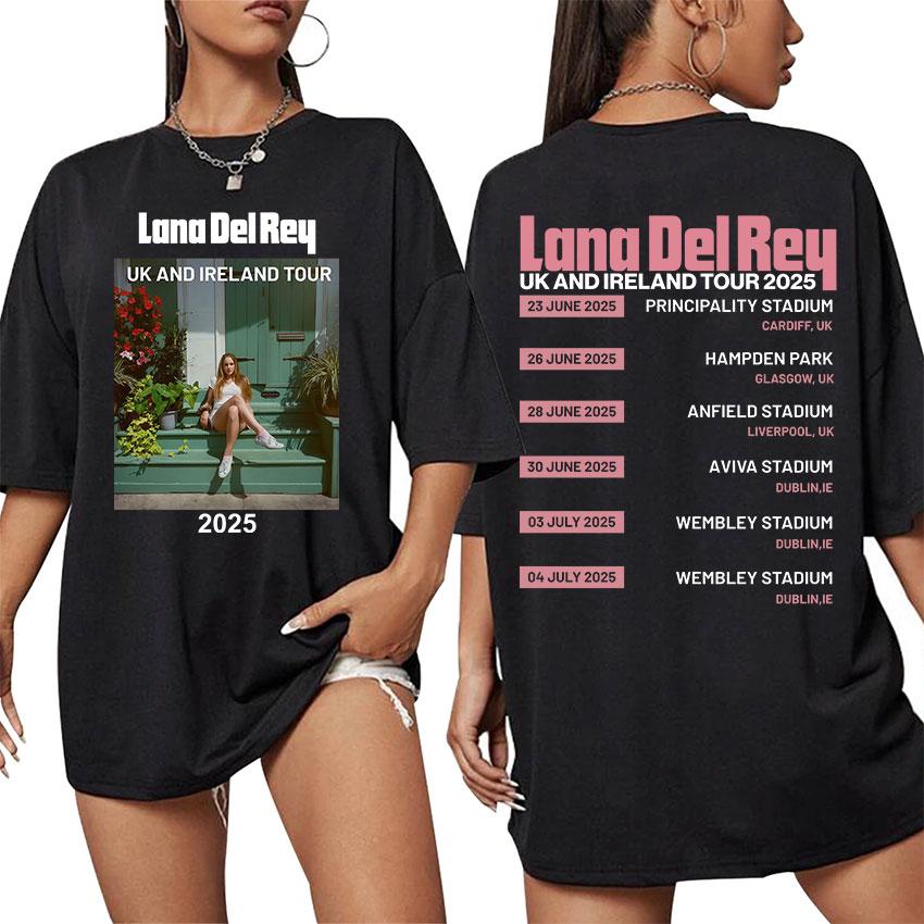 Zpěvačka Lana Del Rey UK a Irsko Turné Nové Album Tričko Unisex Oblečení Oversized Trička Móda Pop Music Krátký Rukáv Trička