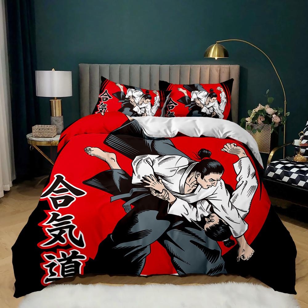 Japanese Style Bedding Set Traditional Kimono Motifs Comforter Cover Queen Size,Tokyo Duvet Cover Geisha Japan Asian Quilt Cover