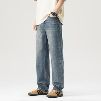 New Spring and Summer Wide-leg High Street Retro Loose Straight Jeans for Men