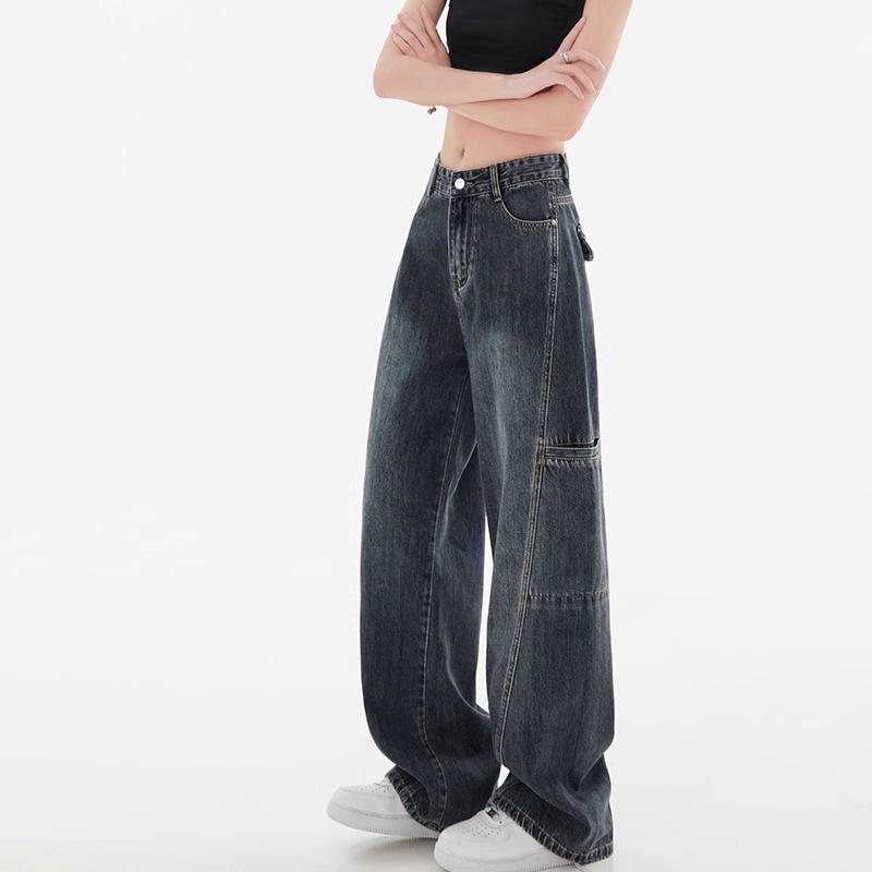 

Женские ретро джинсы клеш на осень 2025 года в корейском стиле 2XL синий/серый