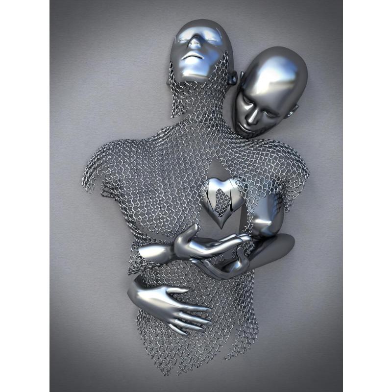 

Роскошный золотистый медный металл Романтические любовники Абстрактный постер Серия скульптур Холст Картина Фотографии Гостиная Украшение дома 21cm×30cm NoFrame