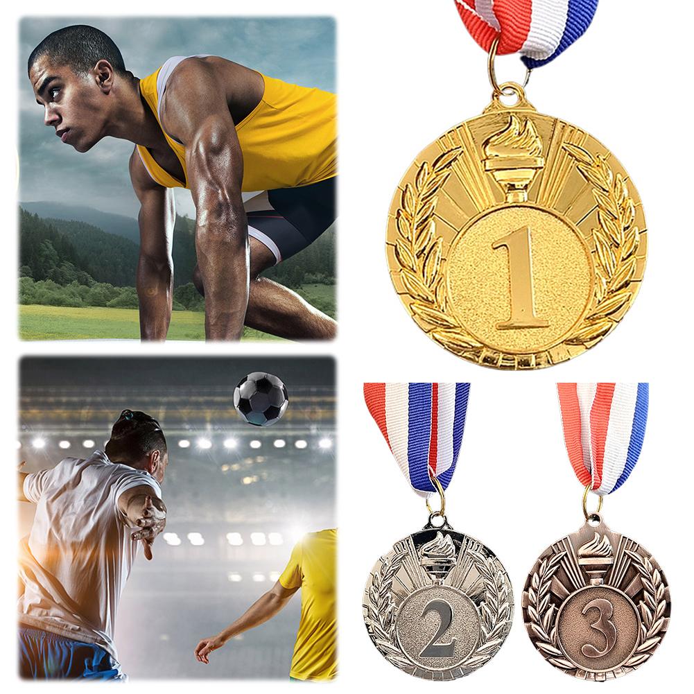 5cm Gold/Silver/Bronze Medal Award Medals with Neck Ribbon Sports Rewards Students Rewards for Talent Show Party Race