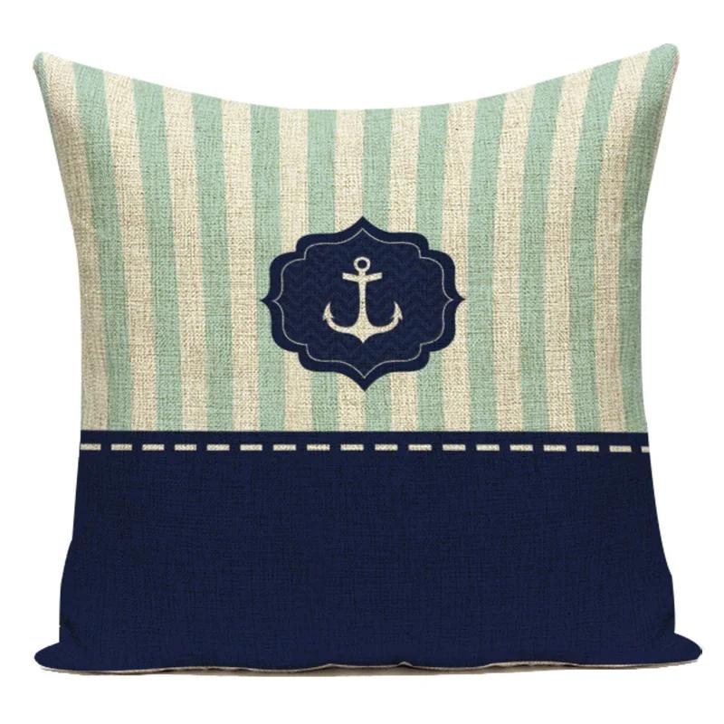 Nautical Anchor Rudder Cushion Cover Pillow Case Ocean Lighthouse Pillow Cover For Living Room Home Decorative Pillow Case