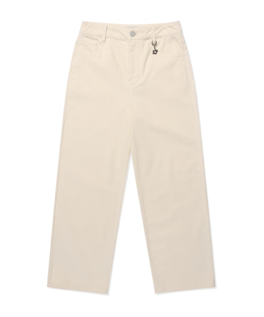 WACKY WILLY Women'S Corduroy Semi-Wide Pants Cream