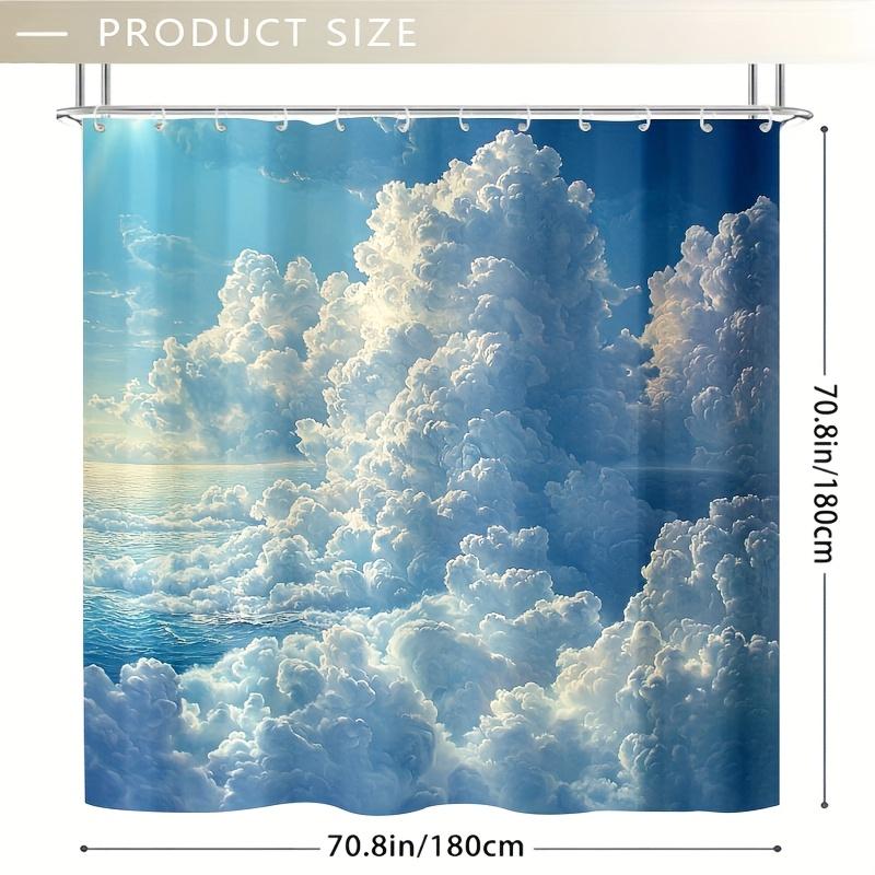 1PC Cloud Symbolism Shower Curtain,Durable Polyester Fiber, Easy Clean,Machine Washable with Hooks, for Bathroom & Bathtub Decor