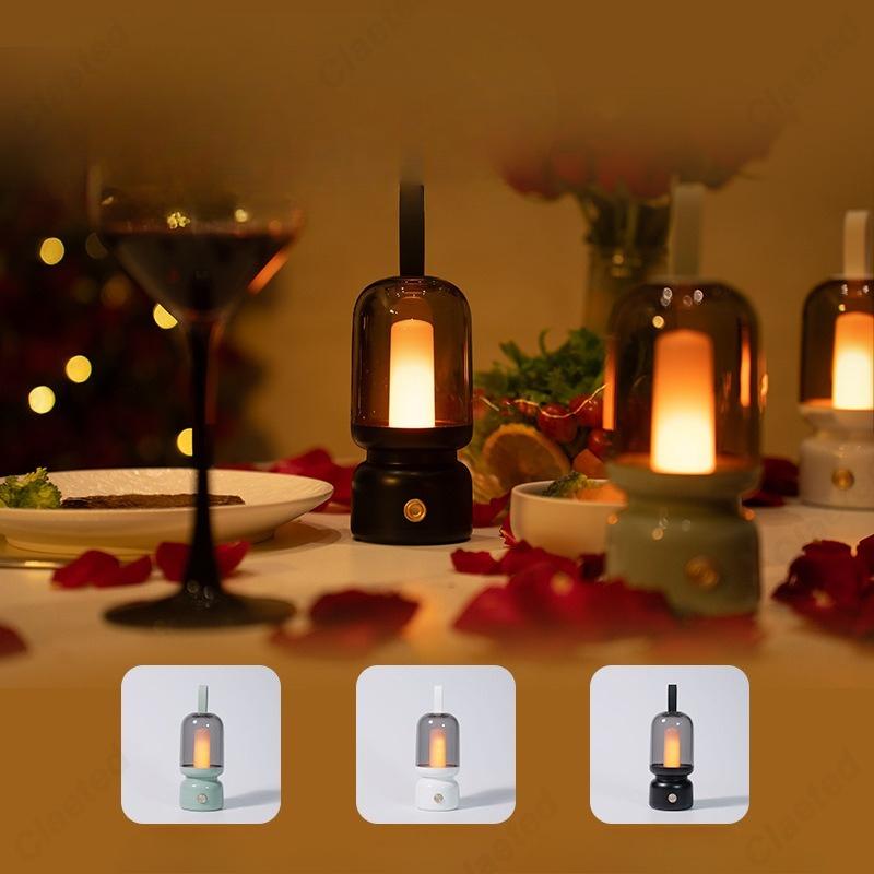 New Retro LED Portable Candlelight Nightlight Living Room Dining Room Bedroom Bedside Atmosphere Lighting Camping Portable Lamps