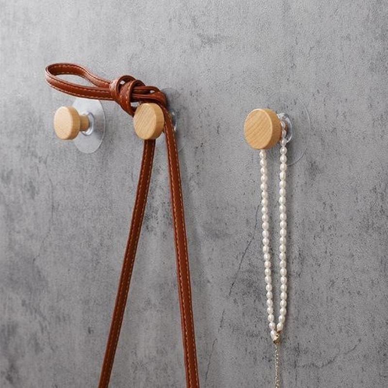 1-4pcs Wooden Hook Geometric Shape Wood Wall Hook Punch Free Wooden Coat Peg Coat Hanger for Hanging Clothes Hat Scarves Towel
