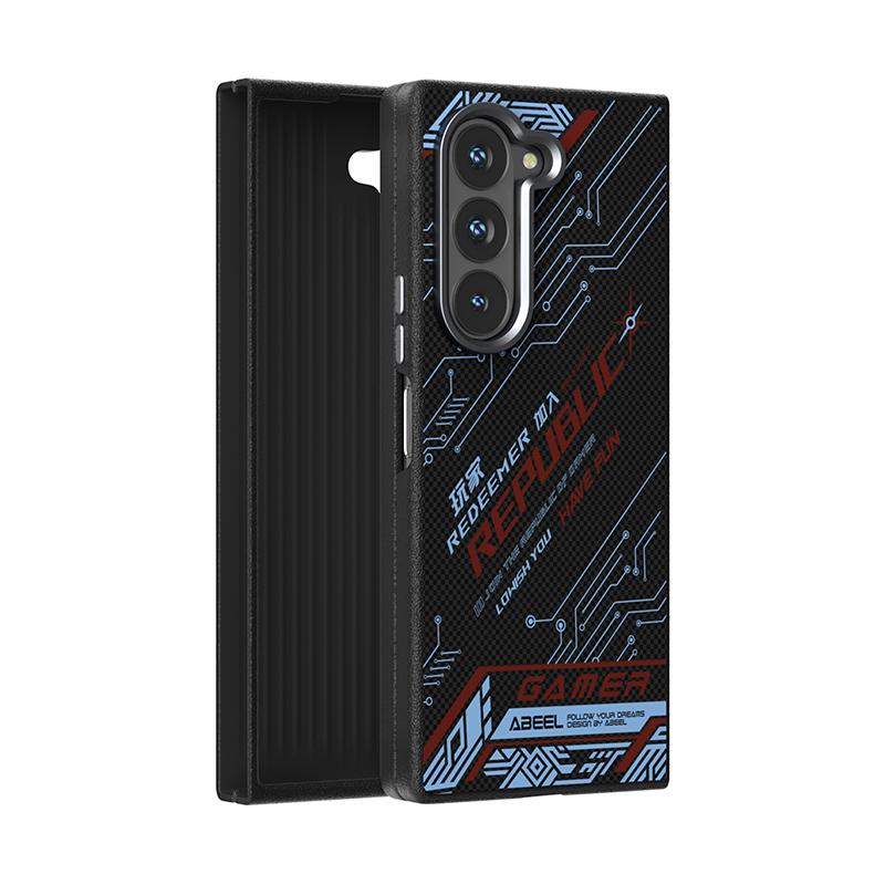 For Samsung Galaxy Z Fold 6 5 4 Case Magsafe Slim Rough Carbon Fiber Magnetic Folio Foldable Case Cover Alloy Lens Anti-fingerprint