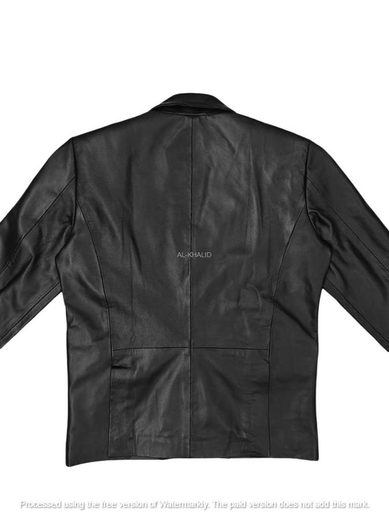 AL KHALID CLASSIC New Men's Black Leather Blazer 100% Pure Lambskin Stylish Slim Fit Blazer