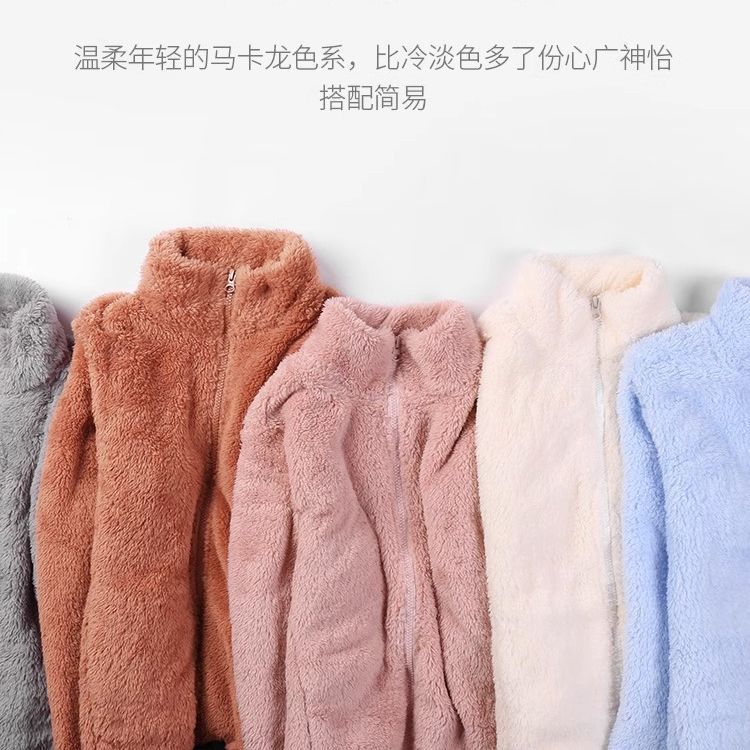 Extra large size fat mm fleece clothes men's and women's jackets women's autumn and winter new loose thickened sweater trend