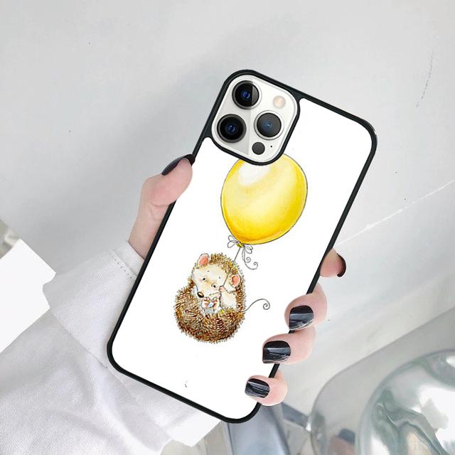 

Hedgehog and Balloon Phone Case Cover For iPhone 17 Air 15 Pro MAX 16 Plus 14 12 11 13 Coque iPhone 13pro max