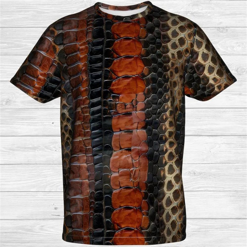 Snake Animal Scales Graphic T-shirt 3D Print Round Neck T Shirts Personality Street Cosplay Clothing Tees Tops Size XXS-6XL
