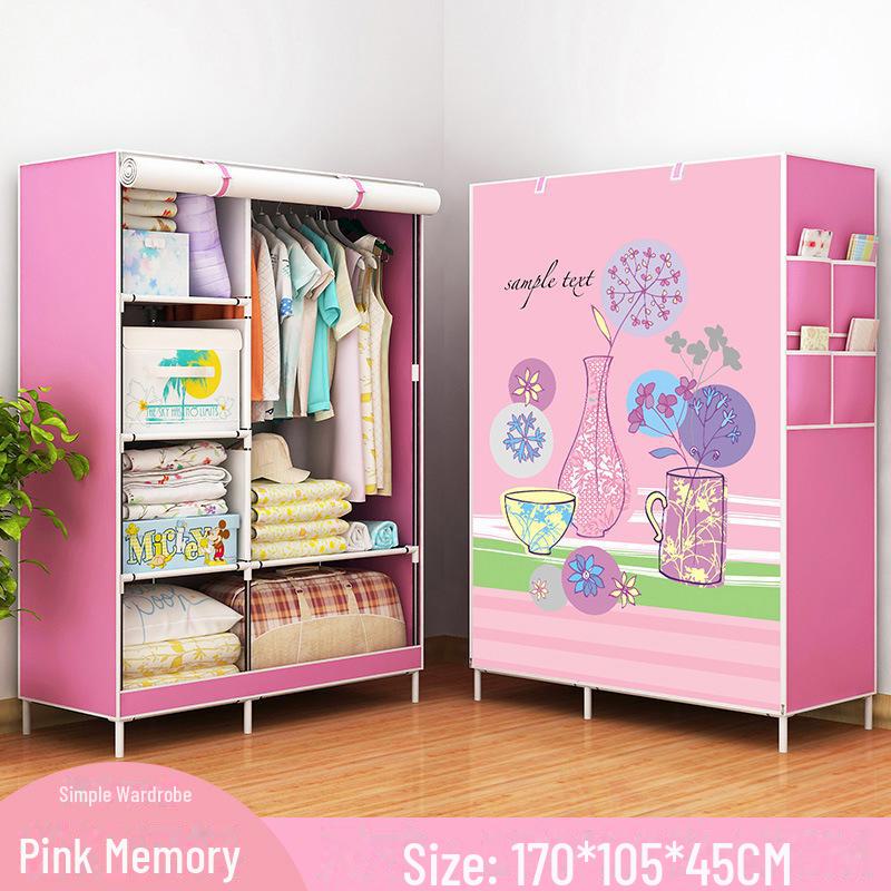 Simple Non-Woven Dustproof Folding Wardrobe with Steel Frame and Hanger