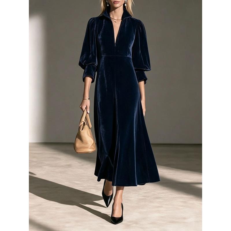 GMXIA Abiti casual con scollo a V, maniche a 3/4, stampa tinta unita primavera estate moda donna