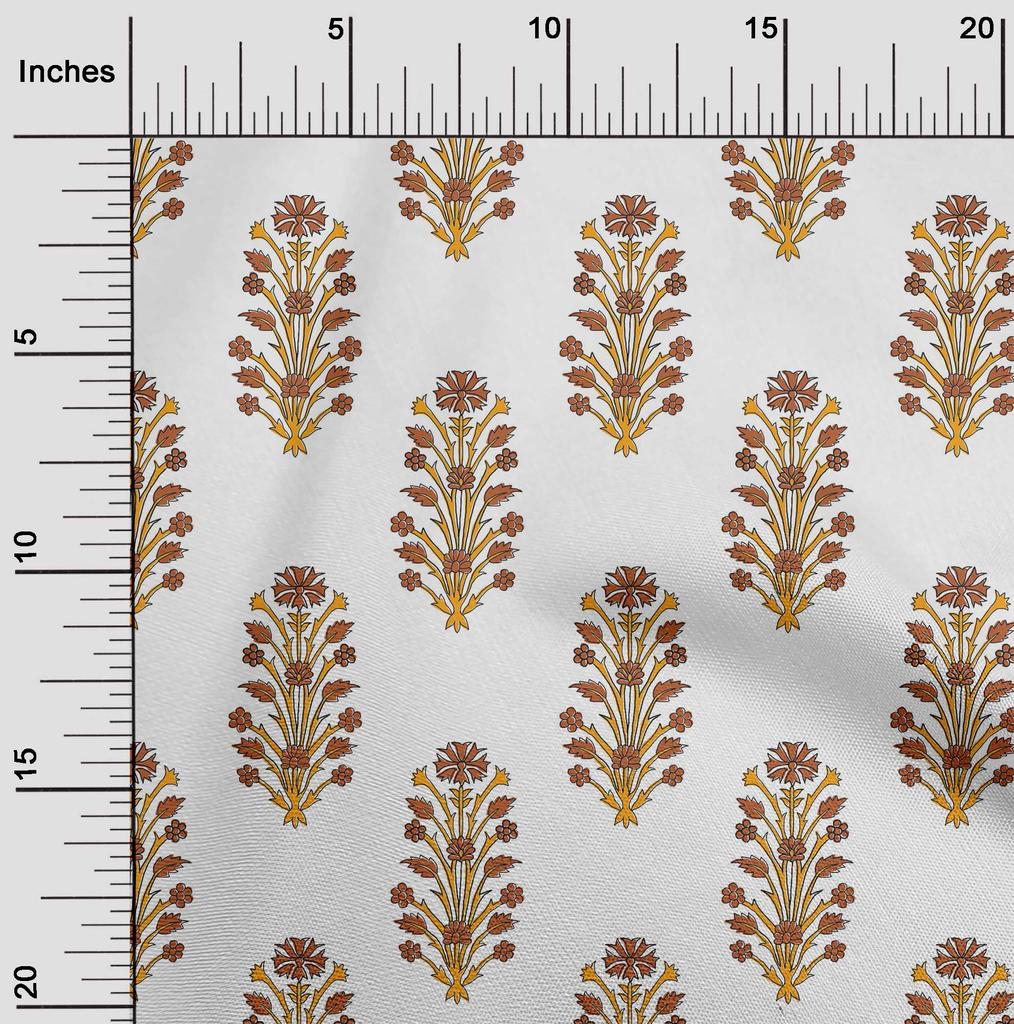 oneOone Cotton Flex Fabric Leaves & Floral Block Print Fabric By The Yard 40 Inch