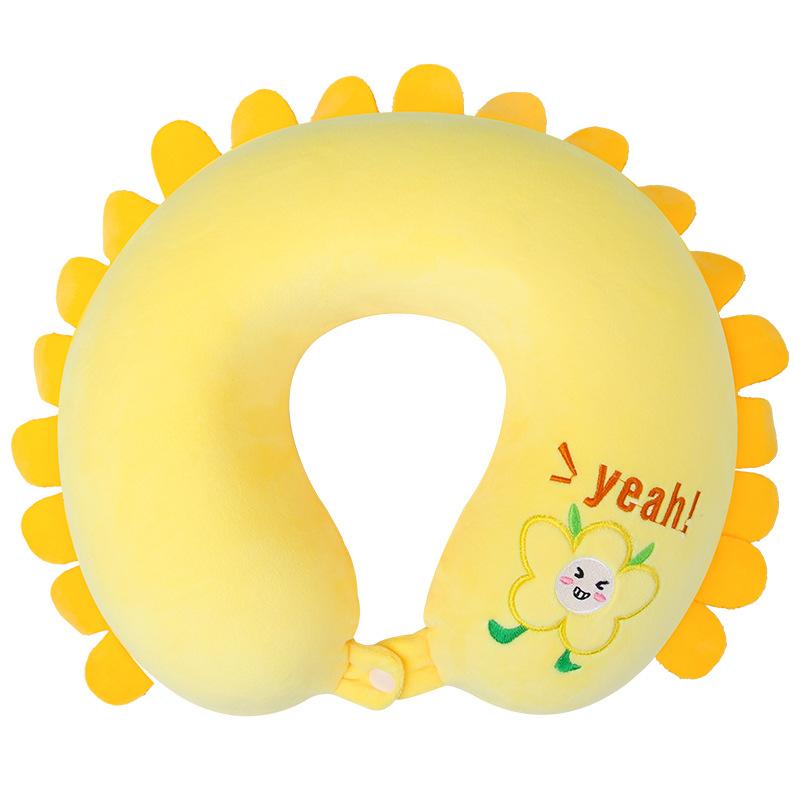 Cartoon U-Shaped Pillow Memory Foam Pillow Core Neck-Protecting Pillow for Airplane Car Travel Portable Office U-Shaped Pillow