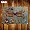 Vintage Dragonfly Metal Tin Sign 8x12 Inch Retro Wall Art For Home Garage Bar Restaurant With Pre-Drilled Holes