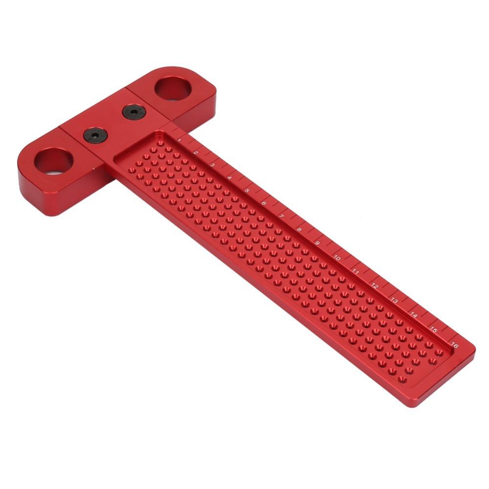 Aluminum Alloy T Type Square Ruler 260MM Red Woodworking Square Ruler 160MM Aluminum Alloy Scriber Construction Projects