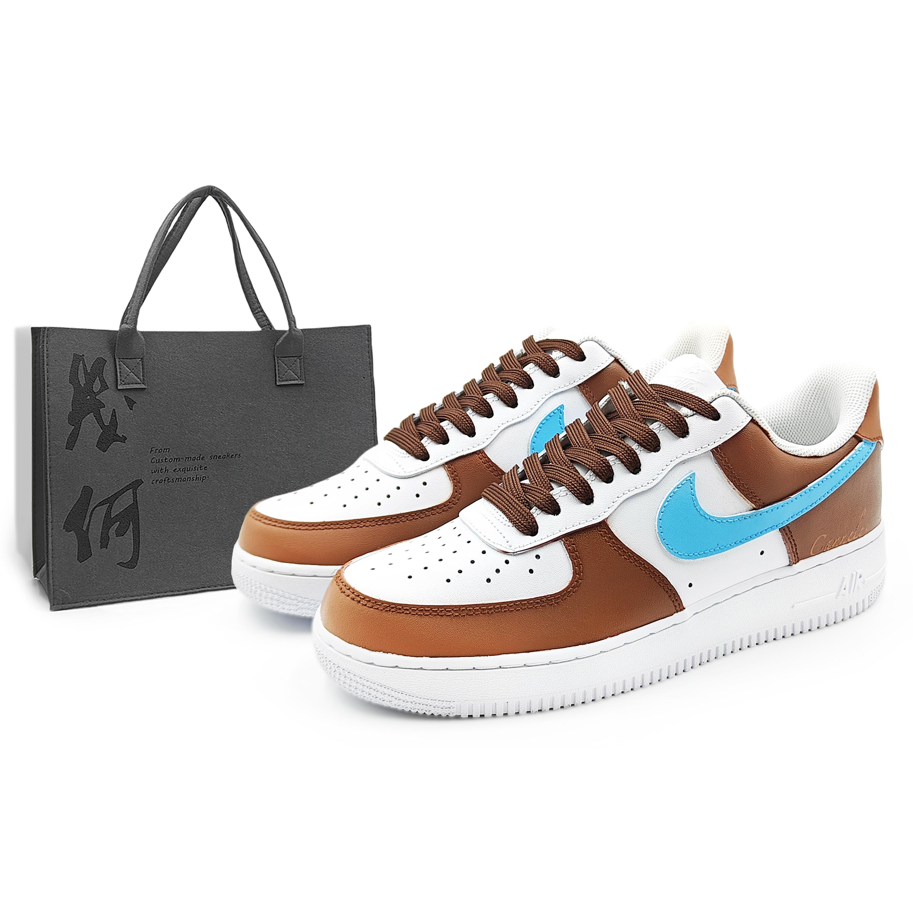 

Nike Air Force 1 07 Abrasion Resistant Low top Skateboard Shoes Men s Brown Blue CW2288-111(Team1284- S) 45