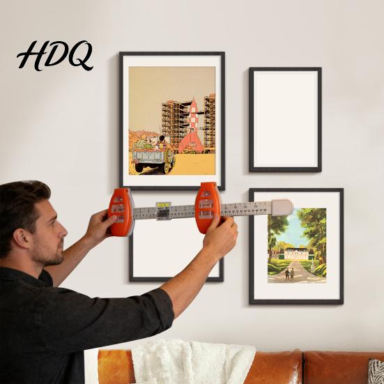 3-in-1 Picture Hanger Magnetic Ruler Hanging System Horizontal with Built-in Bubble Level Built-In Nail