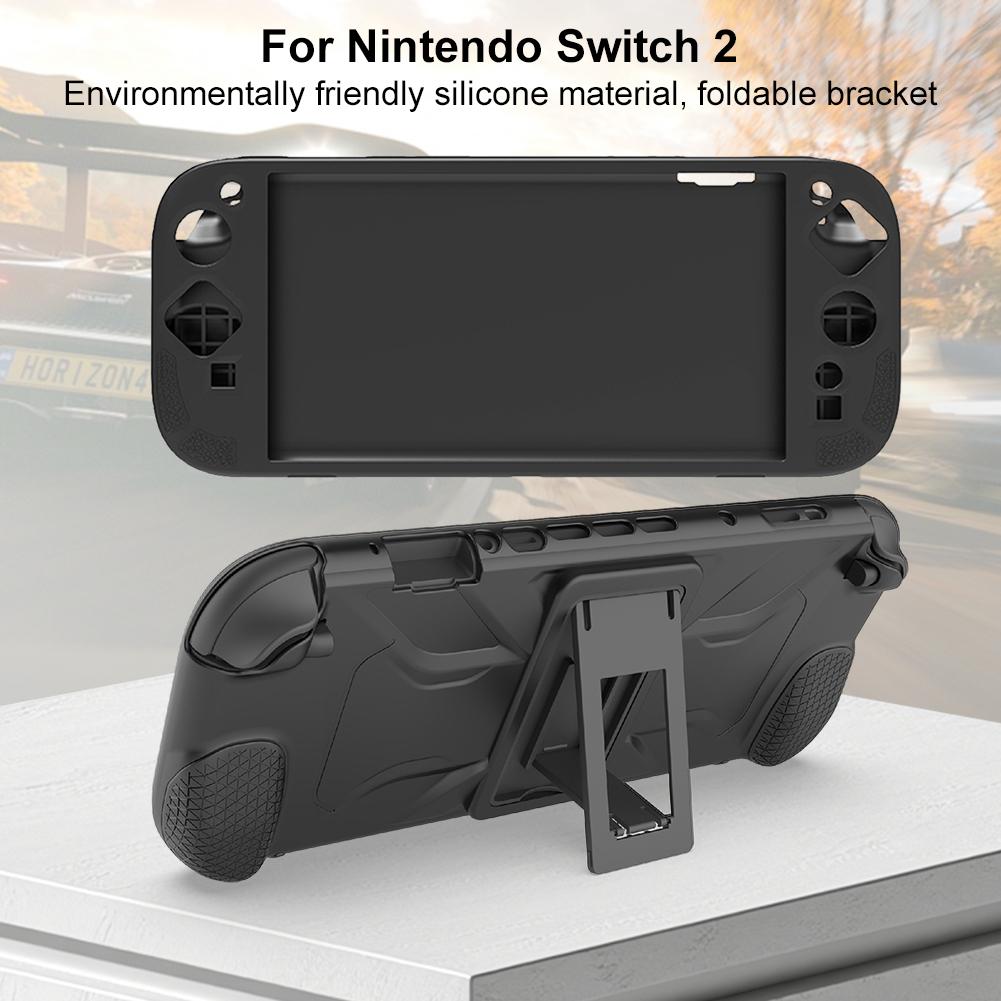 Silicone Case with Stand for Switch 2 Protective Skin Cover Anti-Slip Protective Case Sleeve Anti-Scratch Full Protective Shell