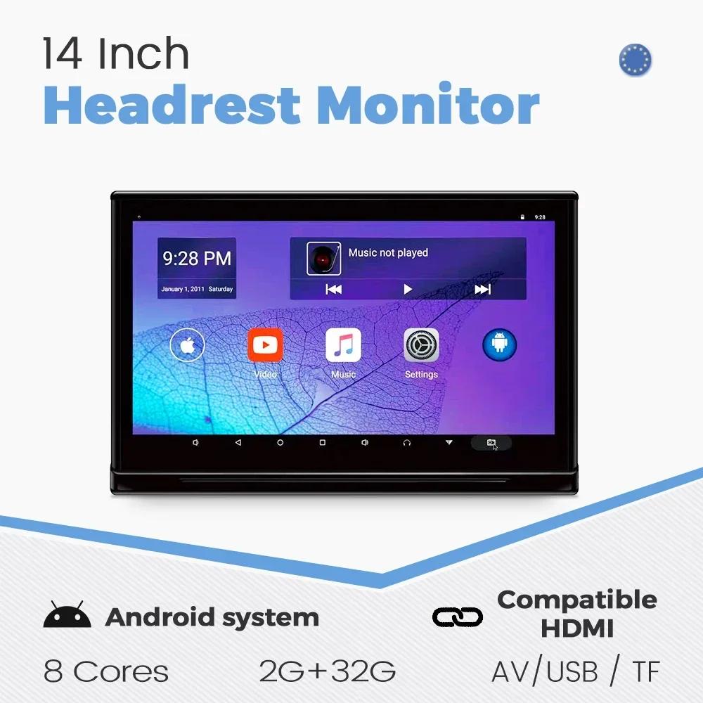 

Android System 8Core 2G+32G Car Headrest Touch Screen Monitor Rear Seat Player Support HDMI AV USB Mirror Link Display FM Stereo