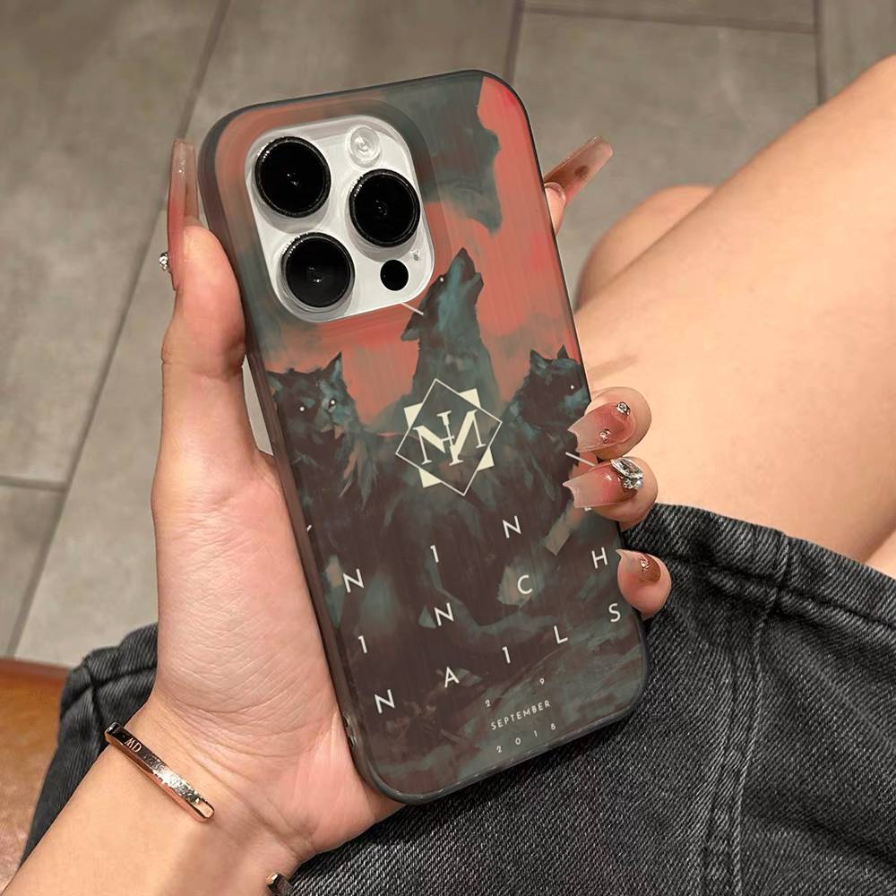 1pc Rock Band Nine I-Inch N-Nails Phone Case For IPhone 16 15 17 Pro 11 12 13 14 Pro Max Plus Soft Ripple Silicone Cover Shell